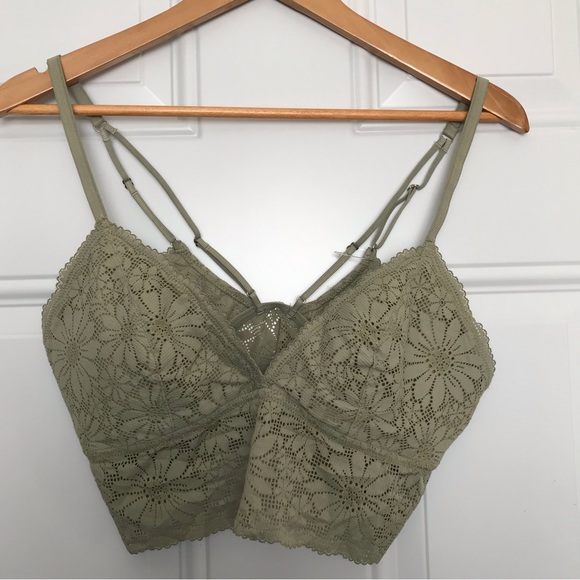 NWOT Aerie Being Lace Back Double Straps Sage Bralette Size L - Picture 3 of 10